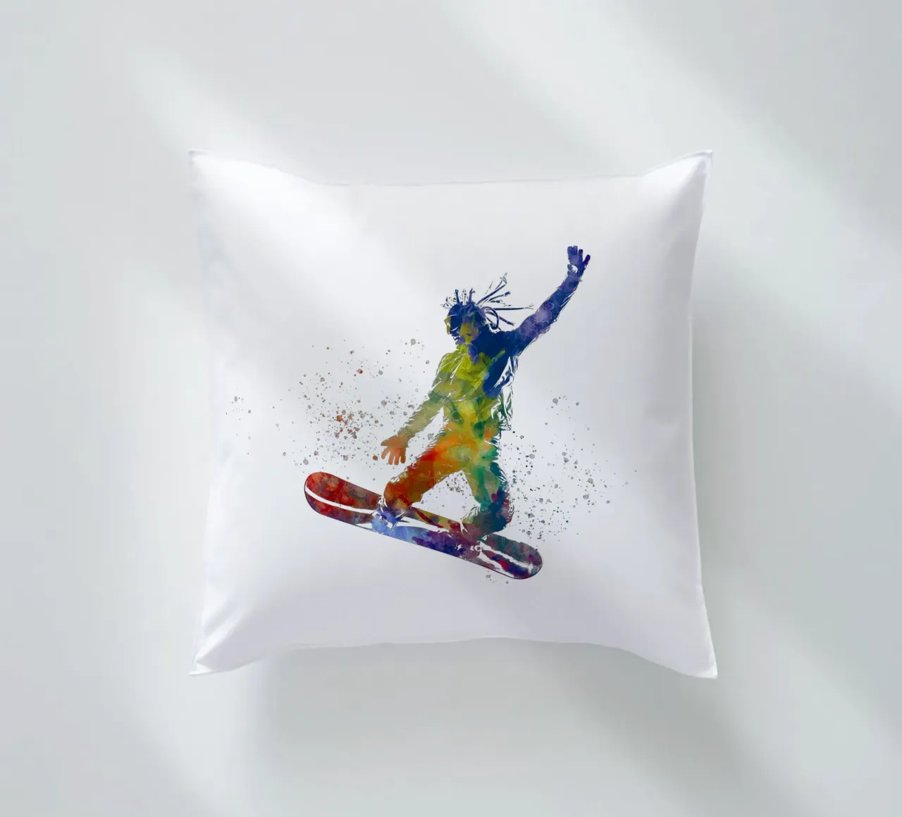 Snowboarder in acquerello cuscino da ⚽ Sports Pulse