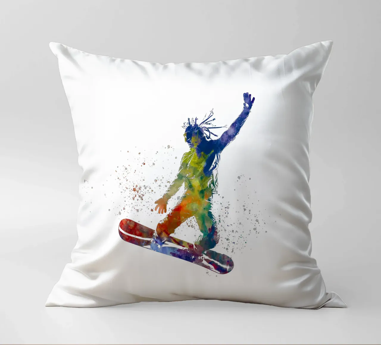 Snowboarder in acquerello cuscino da ⚽ Sports Pulse