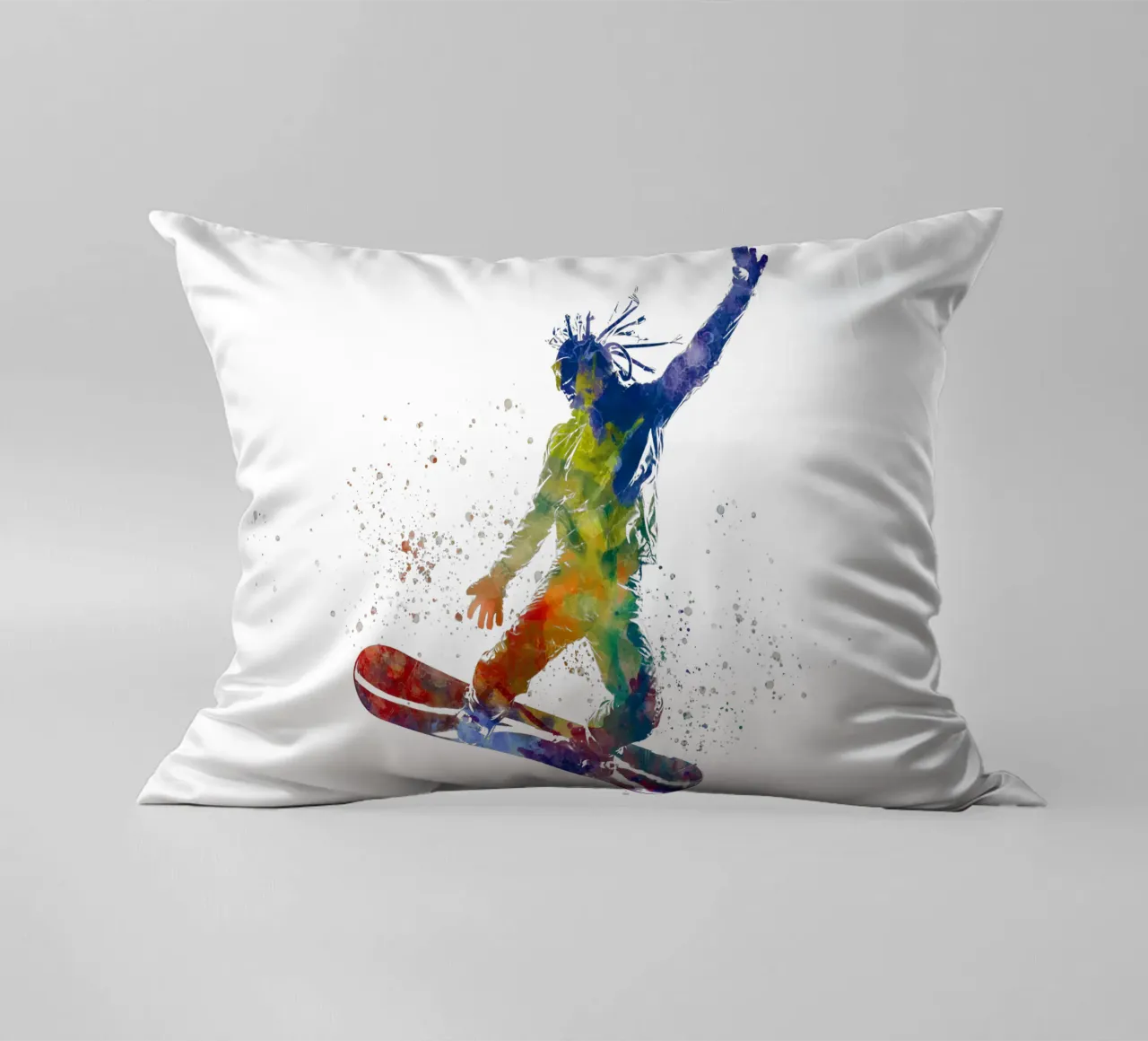 Snowboarder in acquerello cuscino da ⚽ Sports Pulse