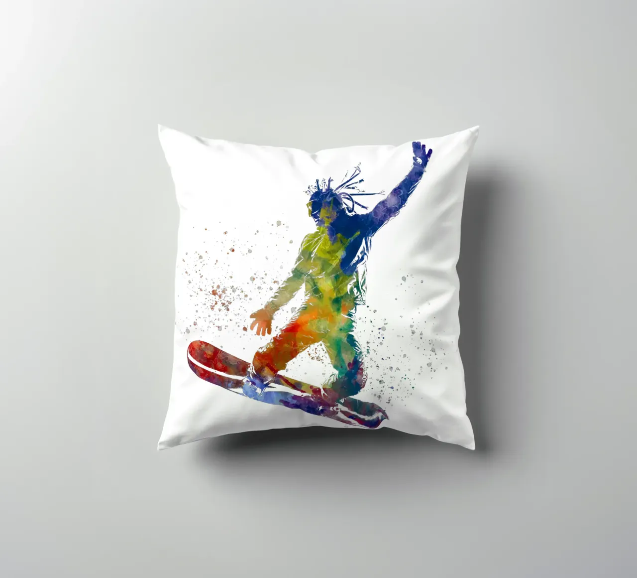 Snowboarder in acquerello cuscino da ⚽ Sports Pulse
