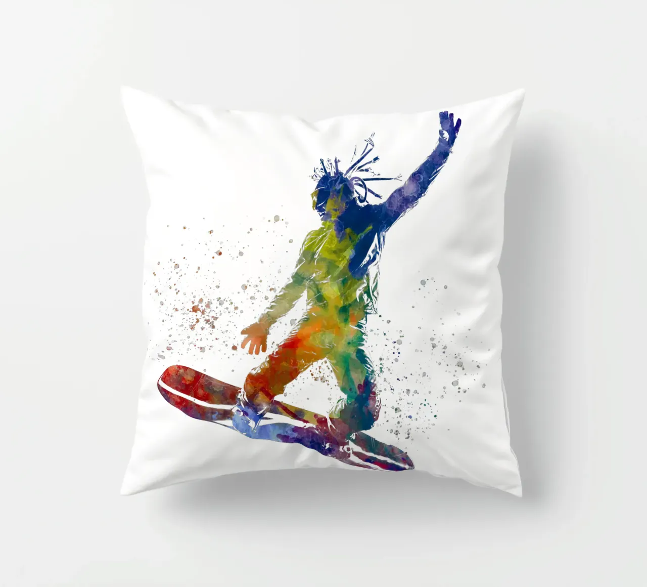 Snowboarder in acquerello cuscino da ⚽ Sports Pulse