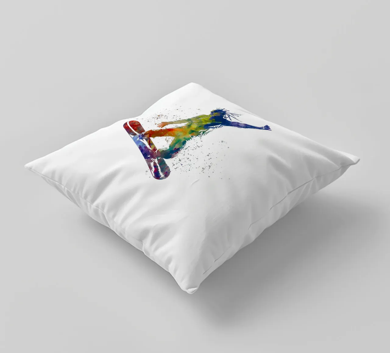Snowboarder in acquerello cuscino da ⚽ Sports Pulse