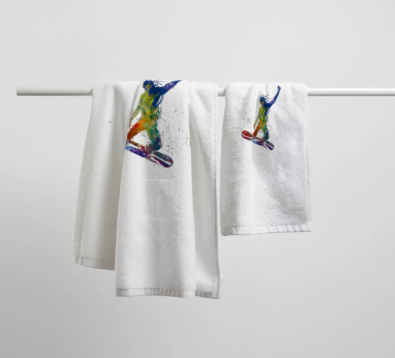 Snowboarder in acquerello asciugamano da bagno da ⚽ Sports Pulse