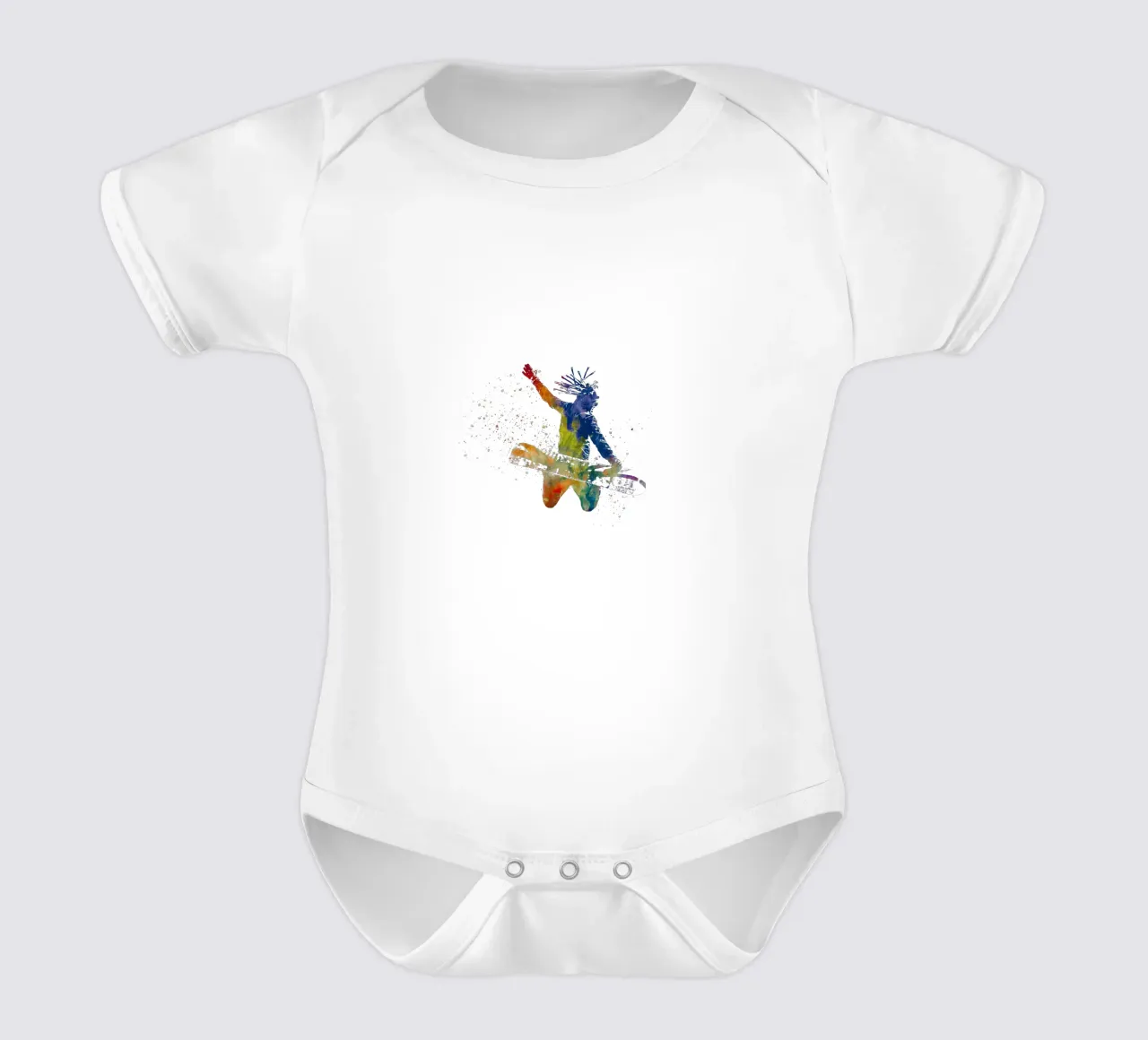Snowboarder in acquerello body neonato maniche corte da ⚽ Sports Pulse