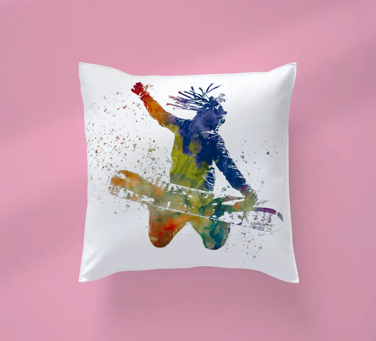 Snowboarder in acquerello cuscino da ⚽ Sports Pulse