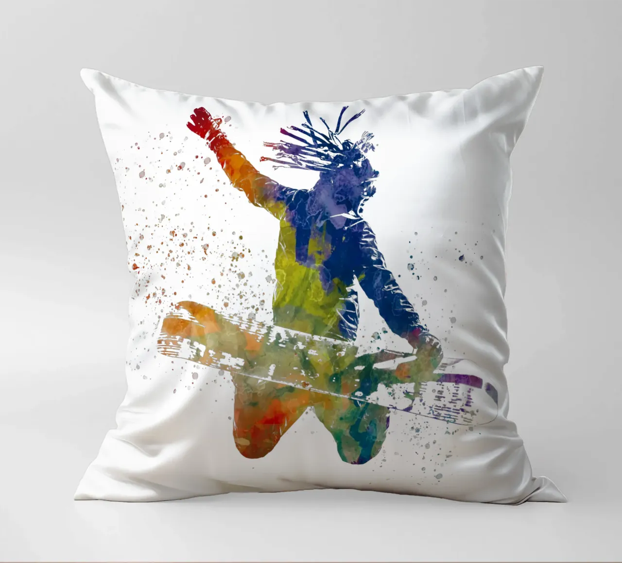 Snowboarder in acquerello cuscino da ⚽ Sports Pulse