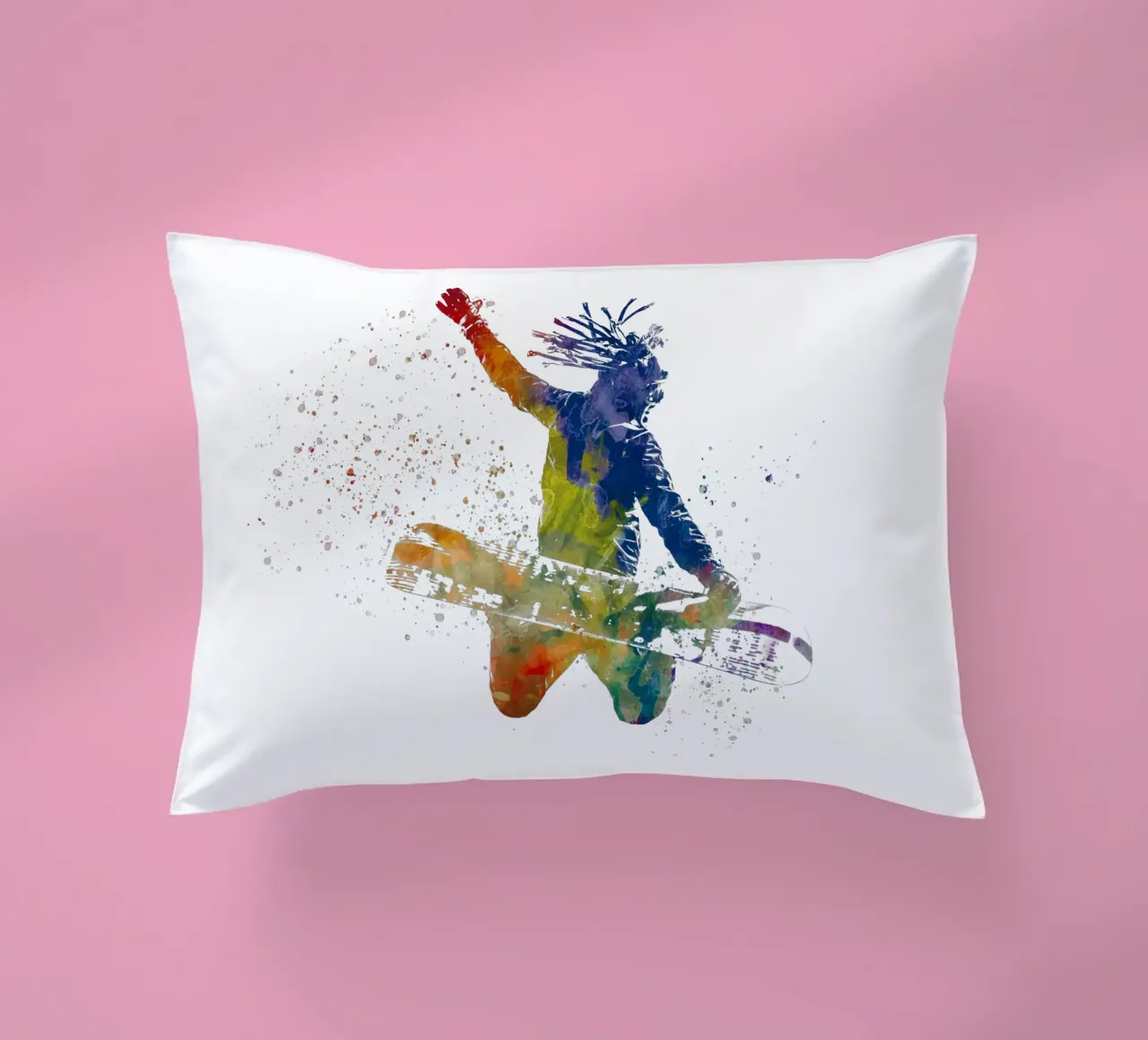 Snowboarder in acquerello cuscino da ⚽ Sports Pulse