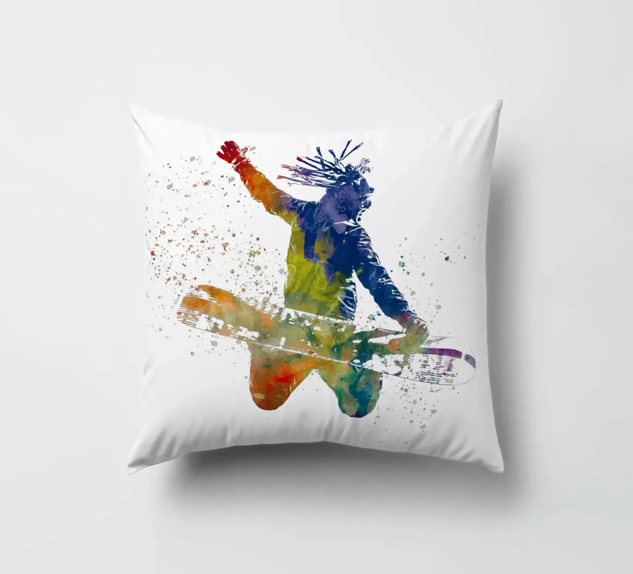 Snowboarder in acquerello cuscino da ⚽ Sports Pulse