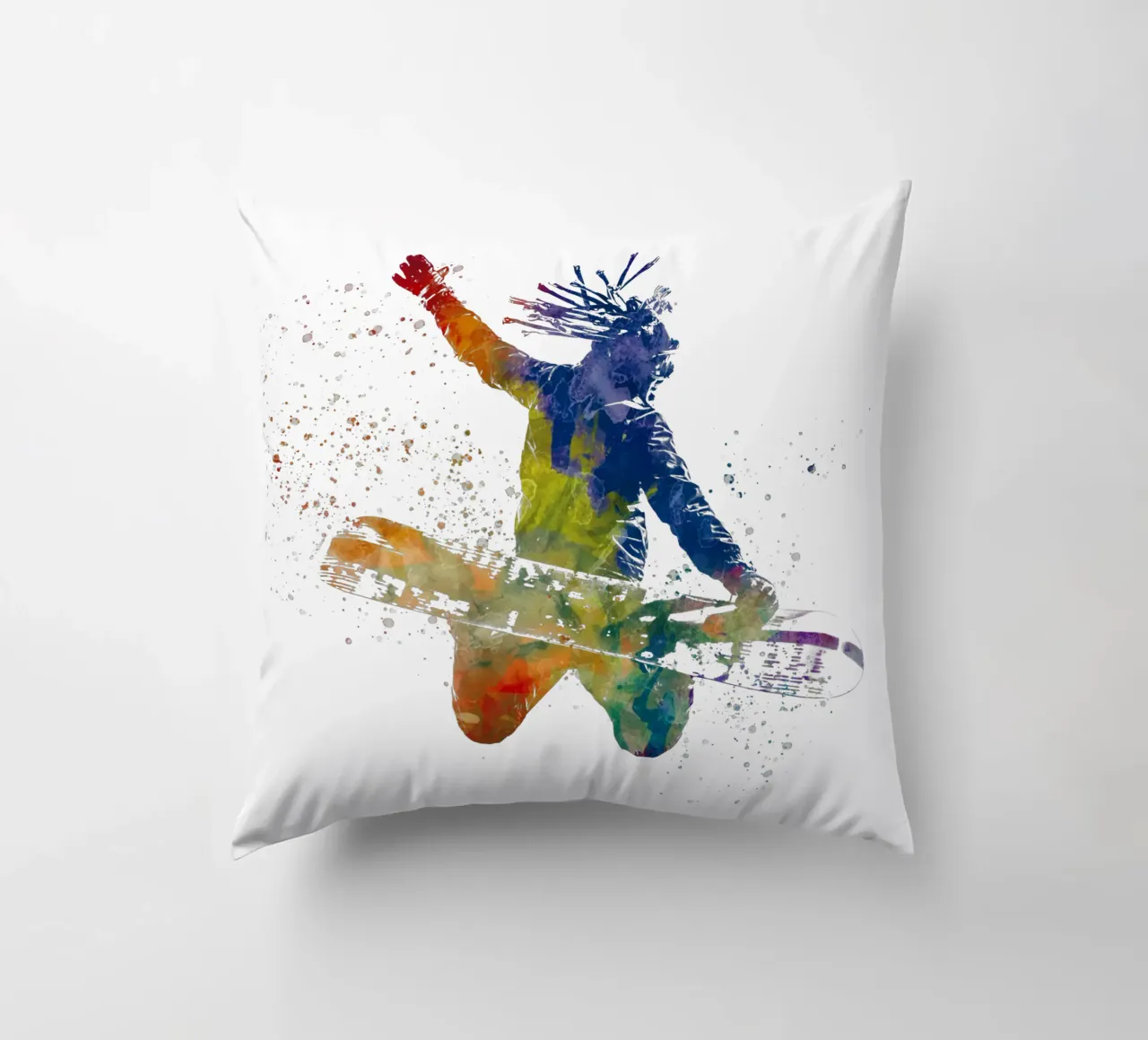 Snowboarder in acquerello cuscino da ⚽ Sports Pulse