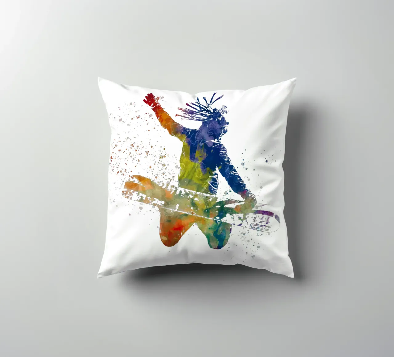 Snowboarder in acquerello cuscino da ⚽ Sports Pulse