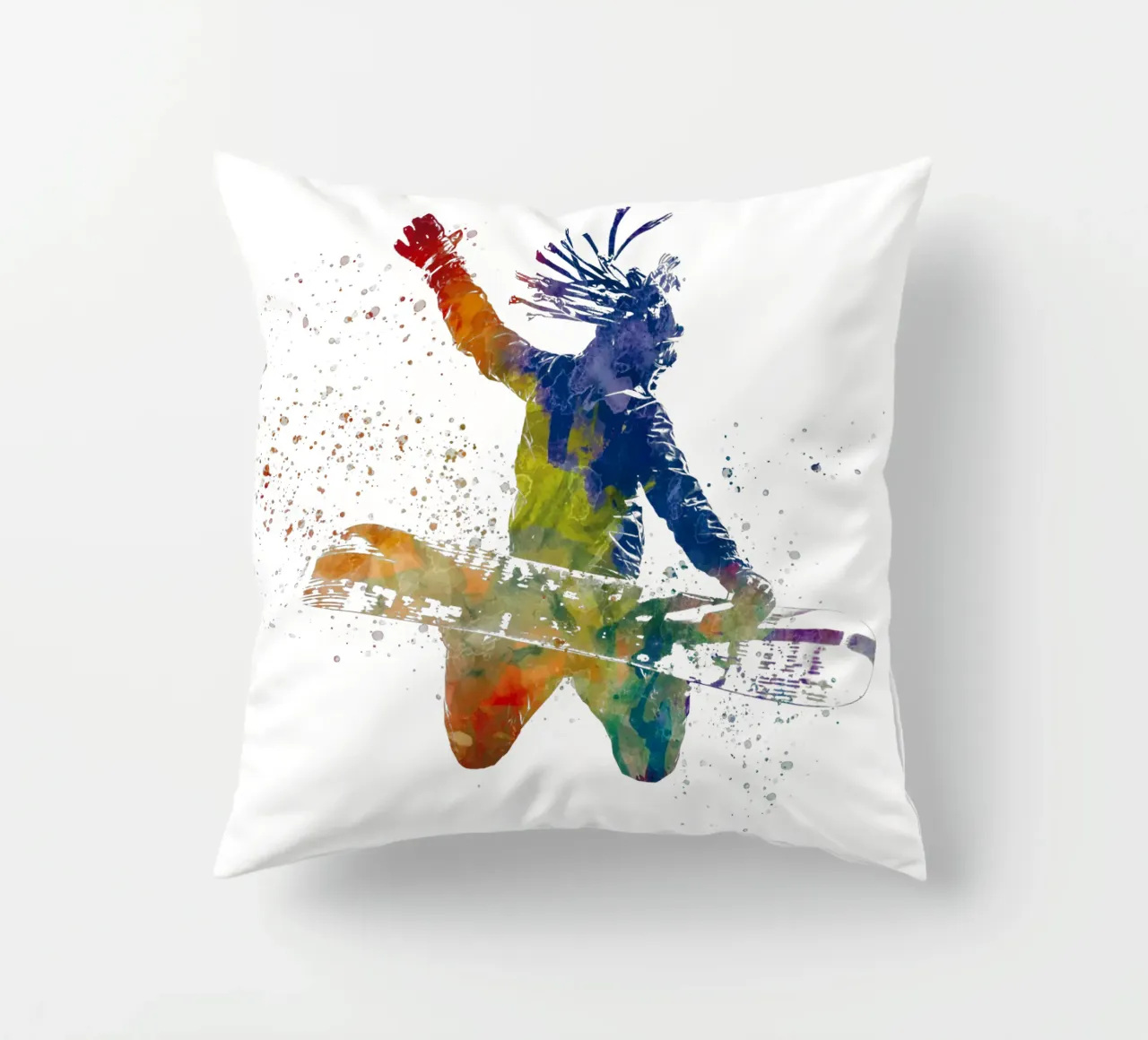 Snowboarder in acquerello cuscino da ⚽ Sports Pulse
