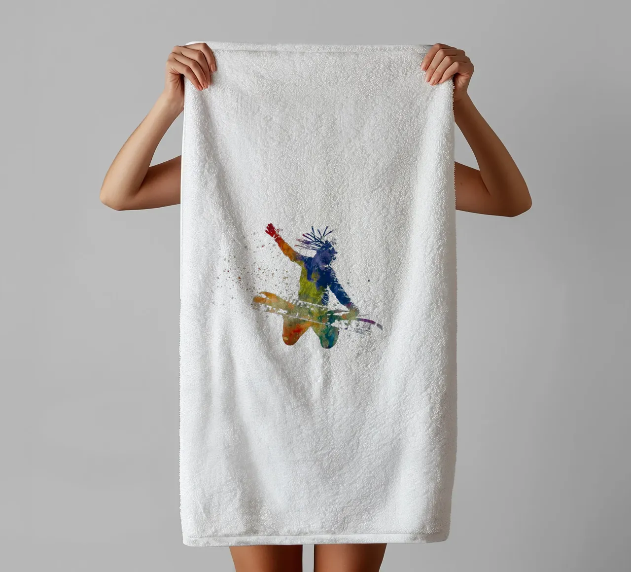 Snowboarder in acquerello asciugamano da bagno da ⚽ Sports Pulse