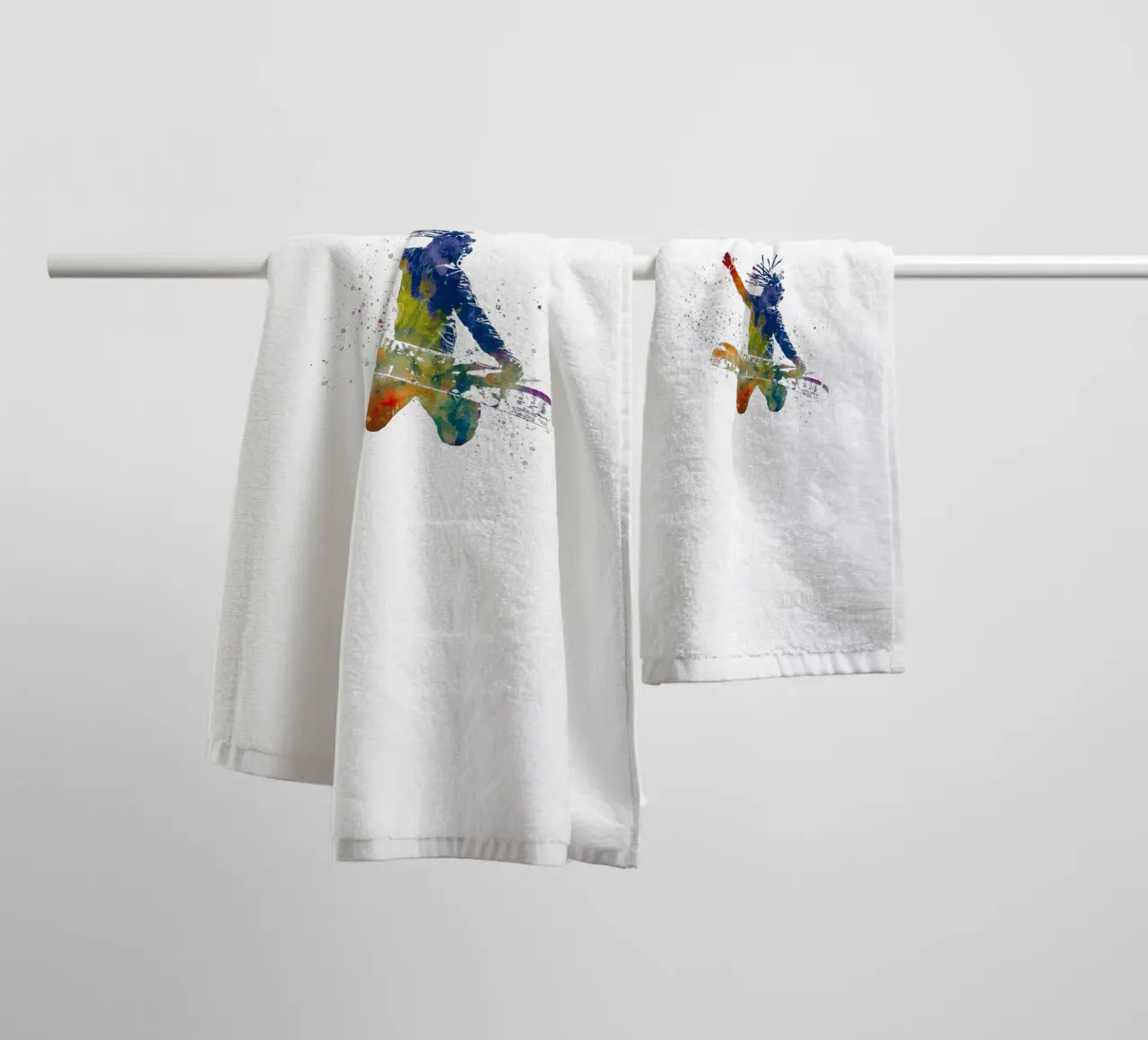 Snowboarder in acquerello asciugamano da bagno da ⚽ Sports Pulse