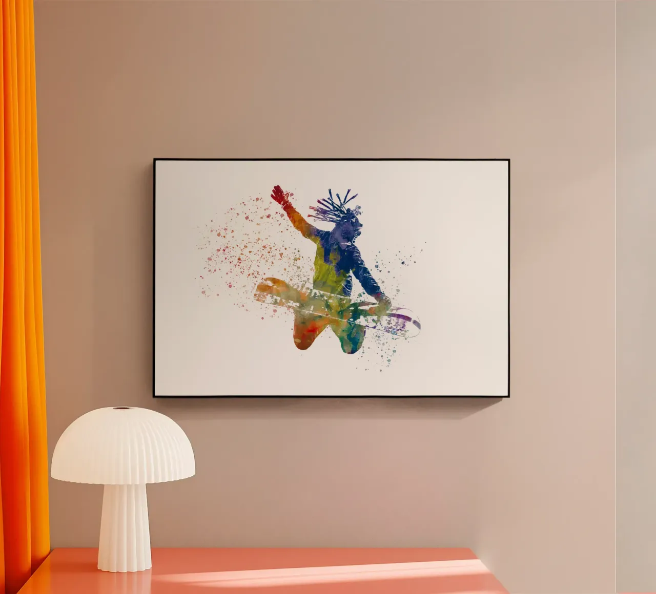 Snowboarder in acquerello plexiglass da ⚽ Sports Pulse