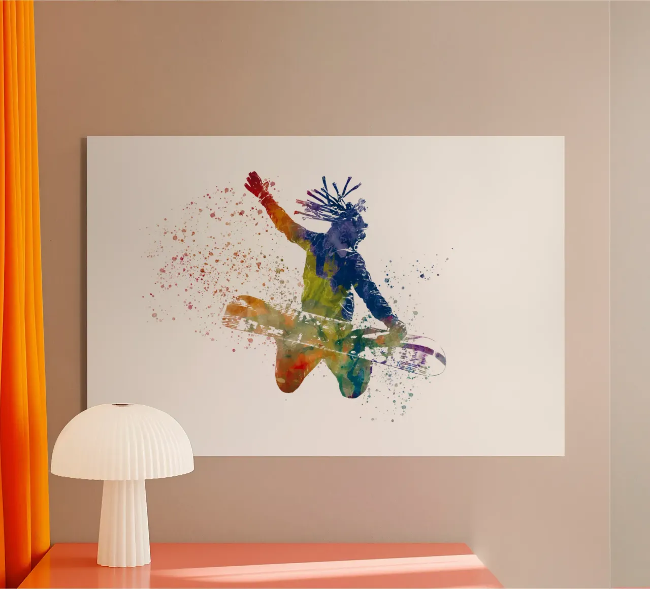 Snowboarder in acquerello plexiglass da ⚽ Sports Pulse