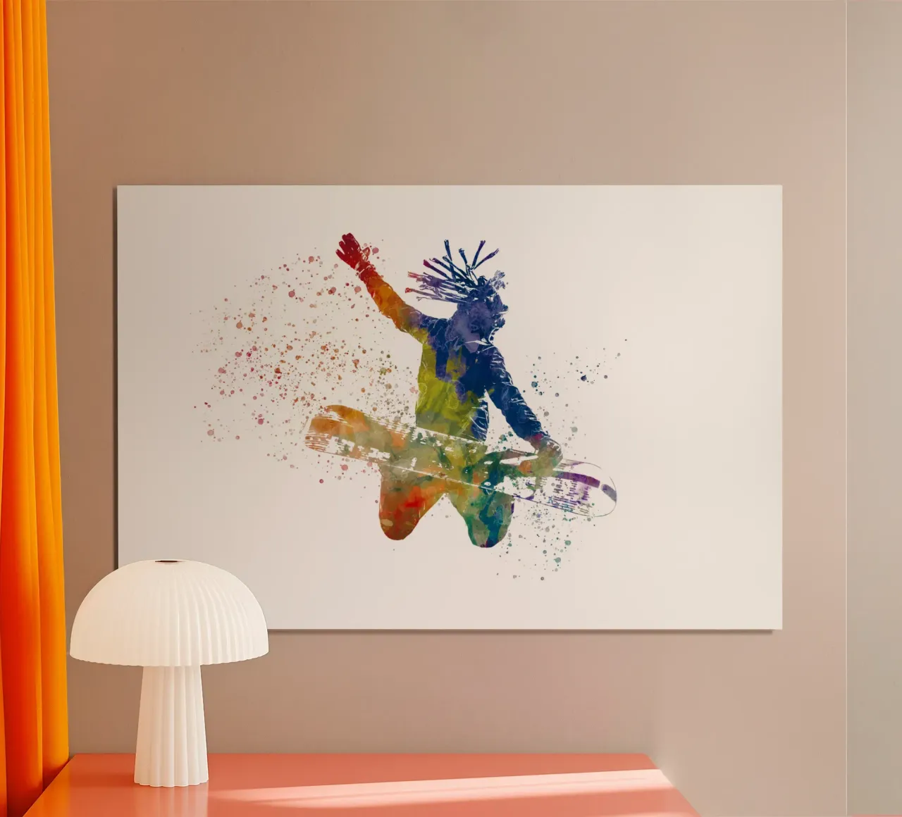 Snowboarder in acquerello poster con telaio in alluminio da ⚽ Sports Pulse