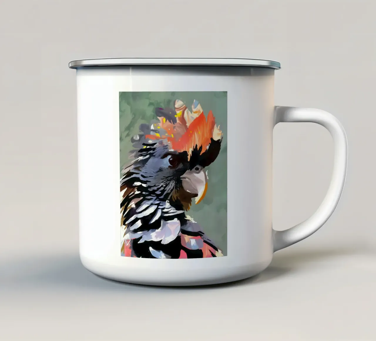 Cacatua: Fiamma e Piuma tazza in smalto da 83oranges