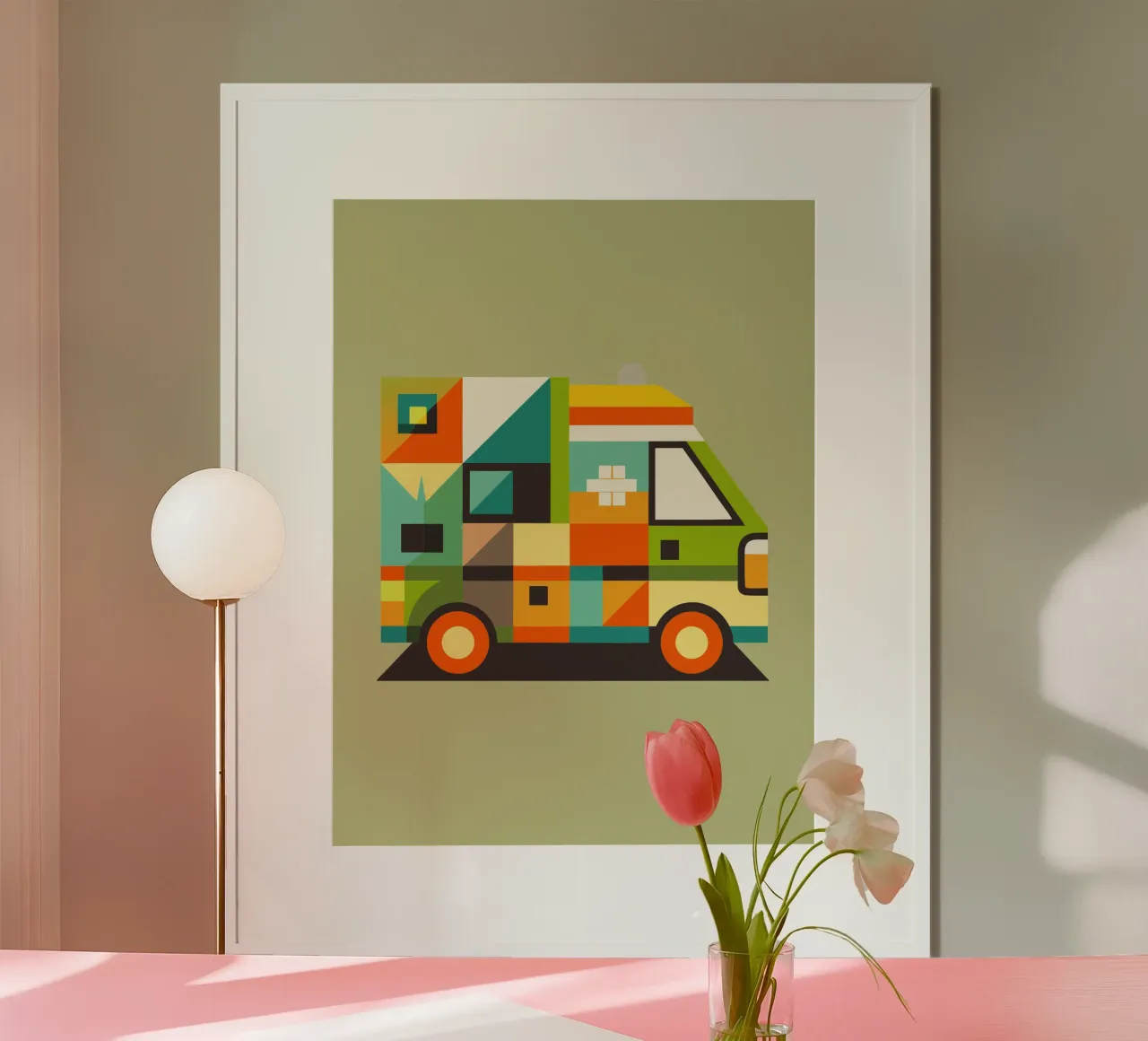 illustrazione vettoriale di un'ambulanza poster con telaio in plastica da Shillas