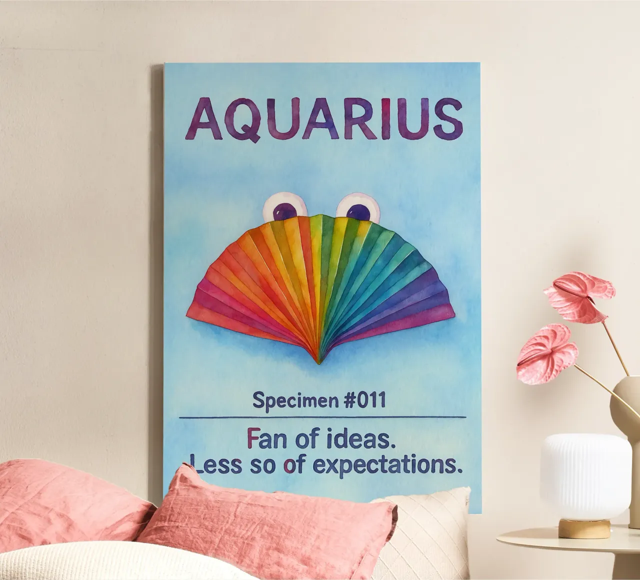 aquarius logo vector dierenriem schilderij canvas met Baklijst van Shillas