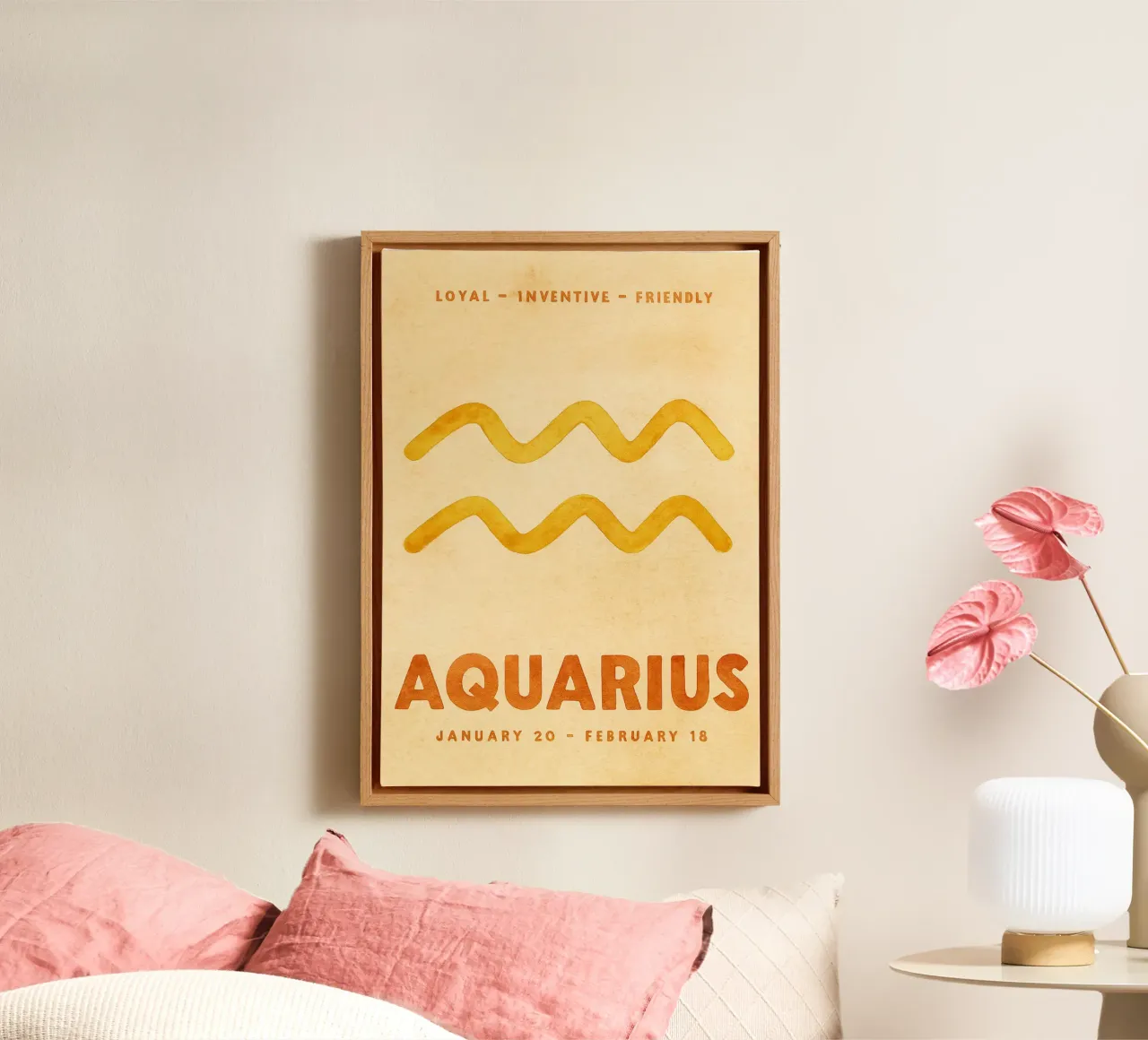 aquarius dierenriem schilderij canvas met Baklijst van Shillas