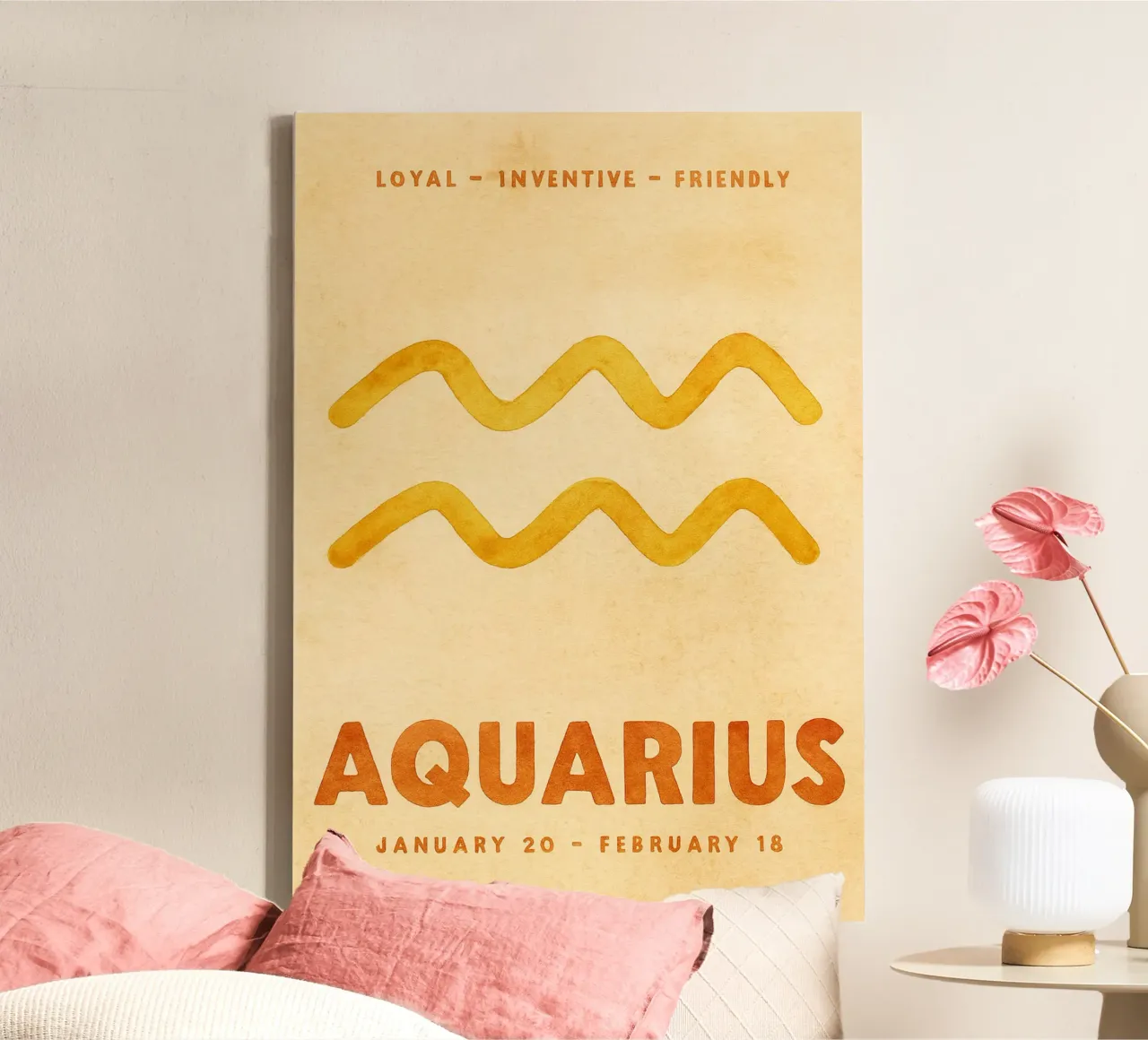 aquarius dierenriem schilderij canvas met Baklijst van Shillas