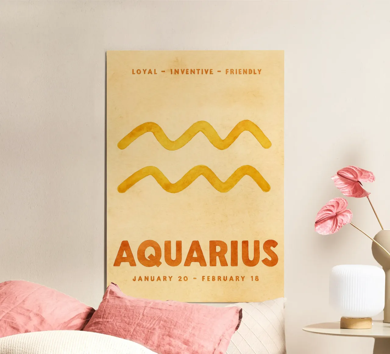 pittura zodiacale dell'acquario poster con telaio in legno da Shillas