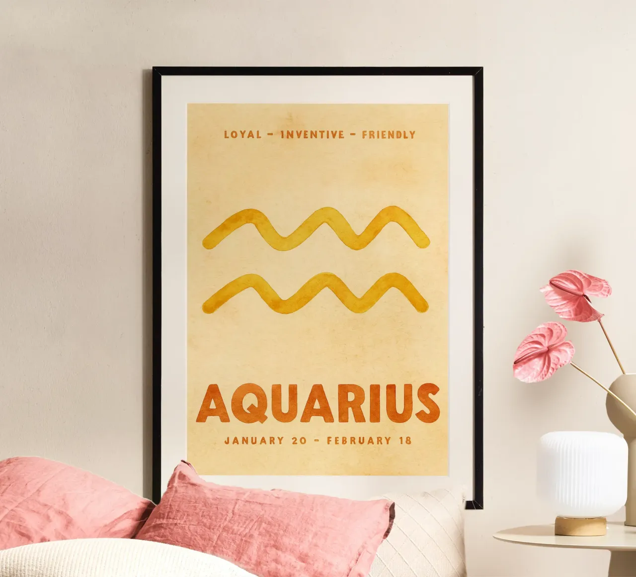 pittura zodiacale dell'acquario poster con telaio in legno da Shillas