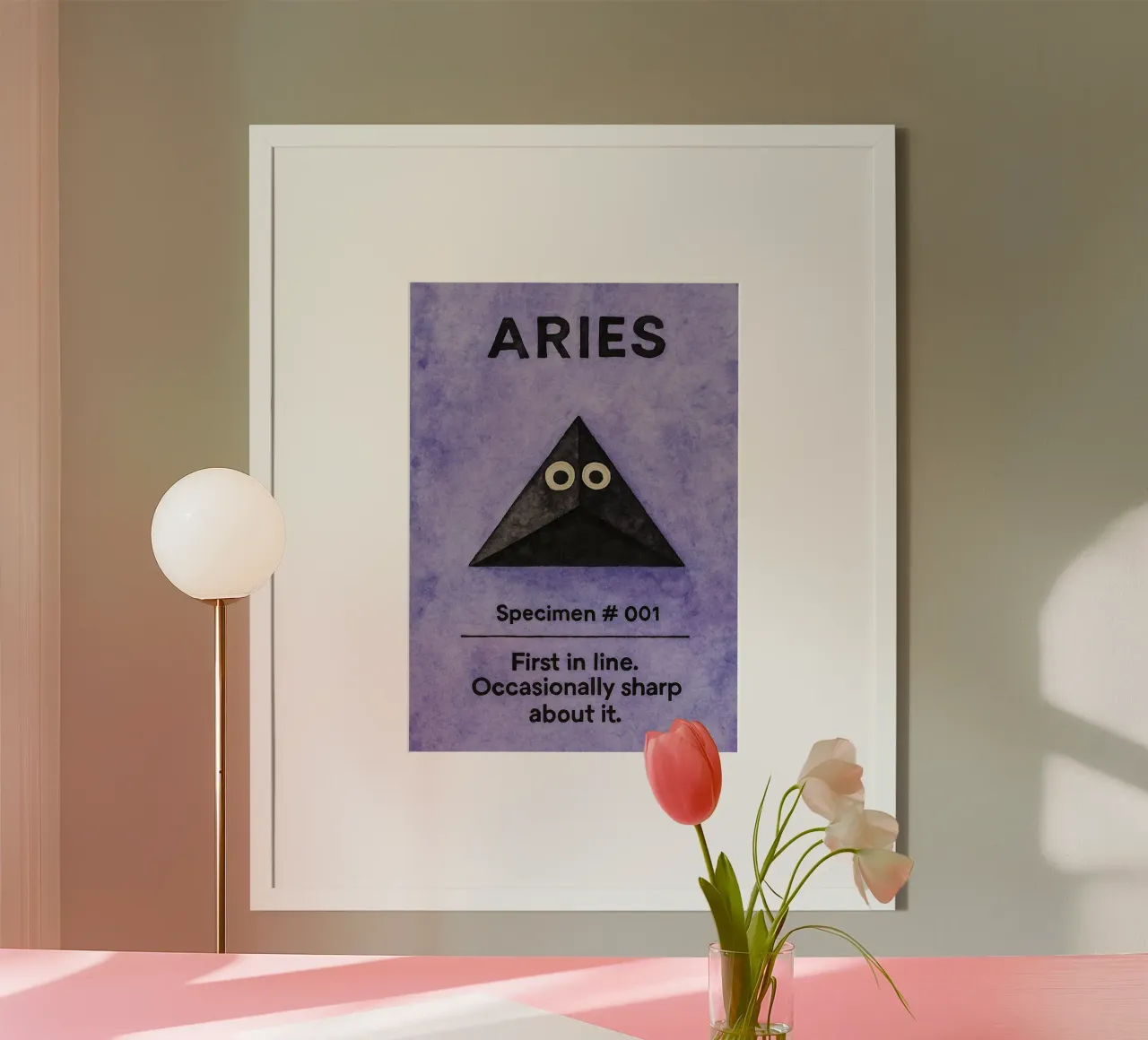 Ariete logo vettoriale pittura zodiacale poster con telaio in legno da Shillas
