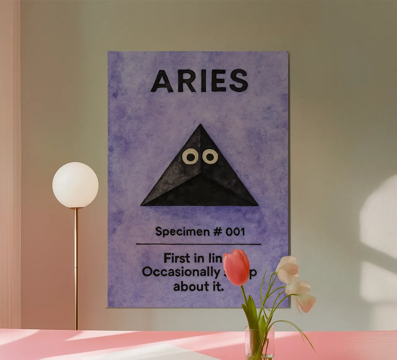 Ariete logo vettoriale pittura zodiacale poster con telaio in legno da Shillas
