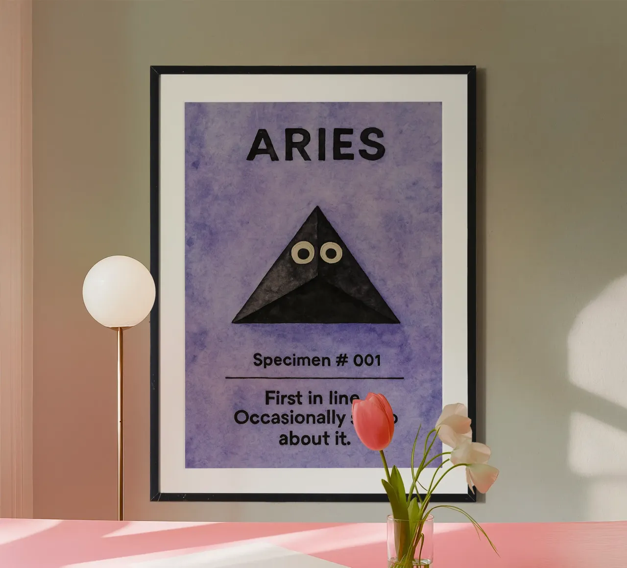 Ariete logo vettoriale pittura zodiacale poster con telaio in legno da Shillas