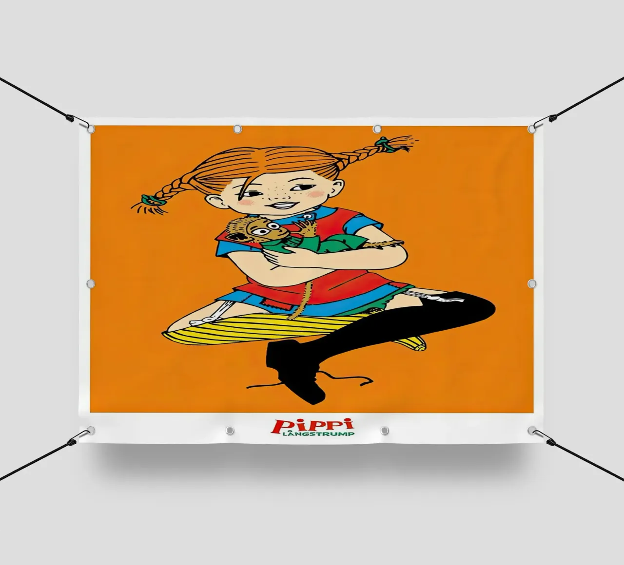 Pippi Calzelunghe abbraccia il signor Nilsson telo in pvc da Earl Beeman