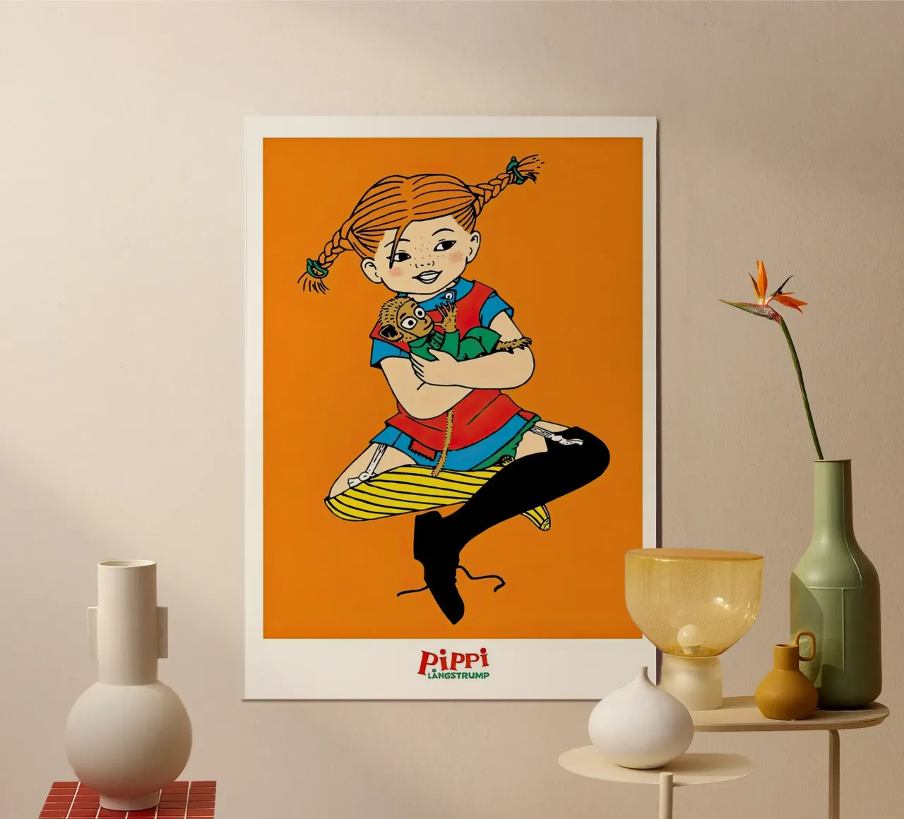 Pippi Calzelunghe abbraccia il signor Nilsson alluminio dibond da Earl Beeman