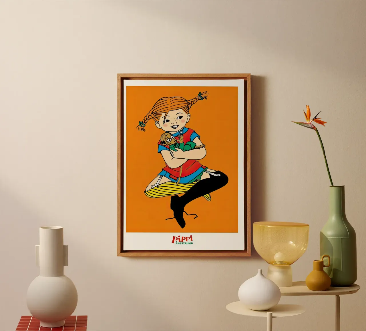 Pippi Calzelunghe abbraccia il signor Nilsson tela con Cornice a cassetta da Earl Beeman