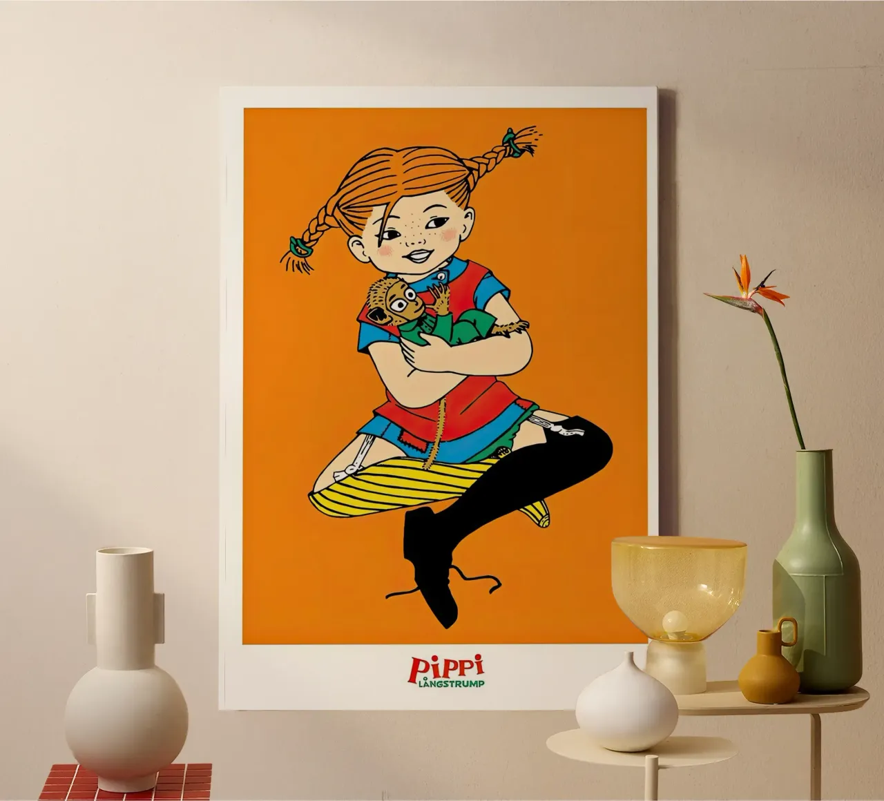 Pippi Calzelunghe abbraccia il signor Nilsson tela con Cornice a cassetta da Earl Beeman