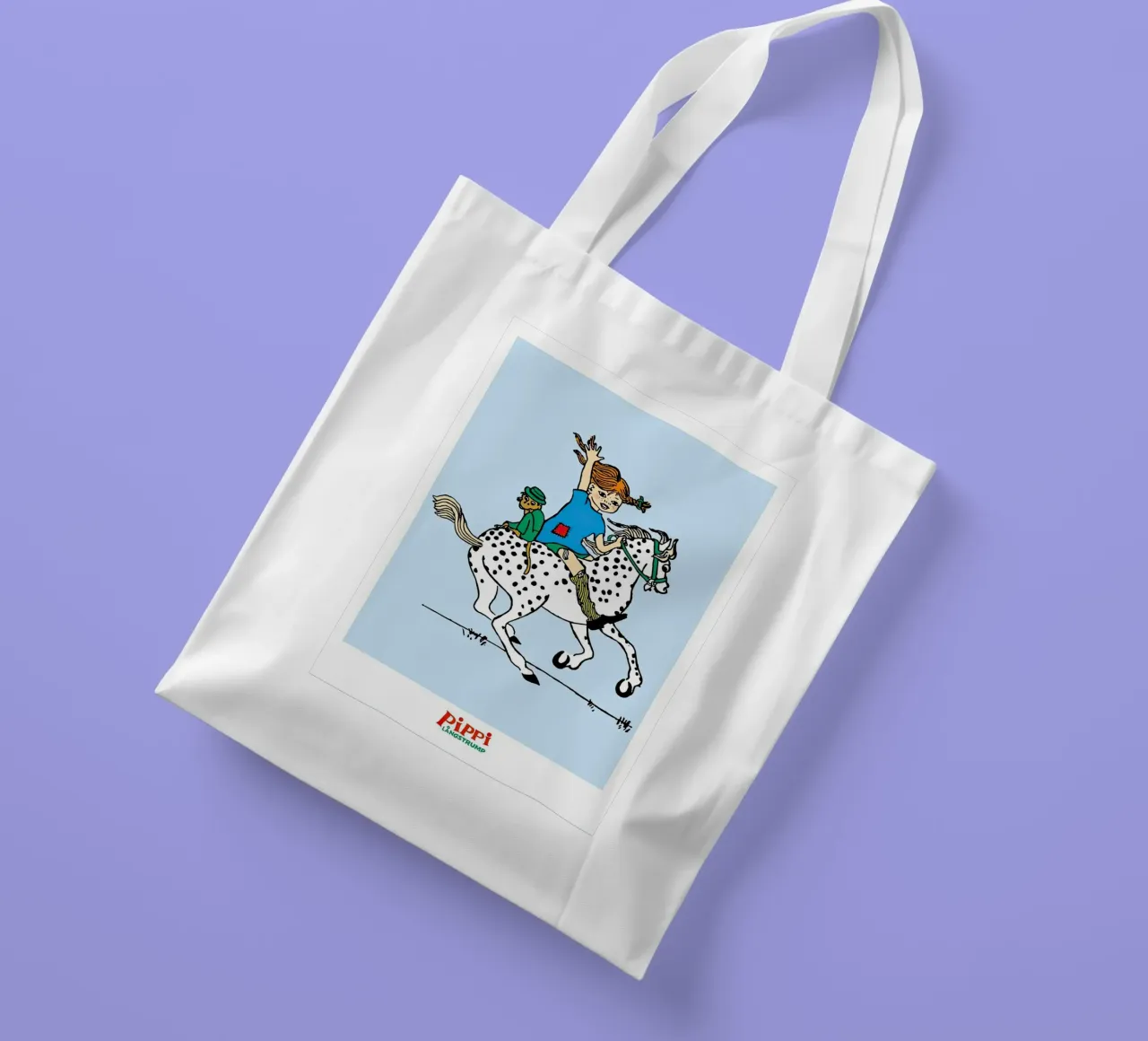 Pippi Langstrumpf cavallo bianco borsa in juta da Earl Beeman