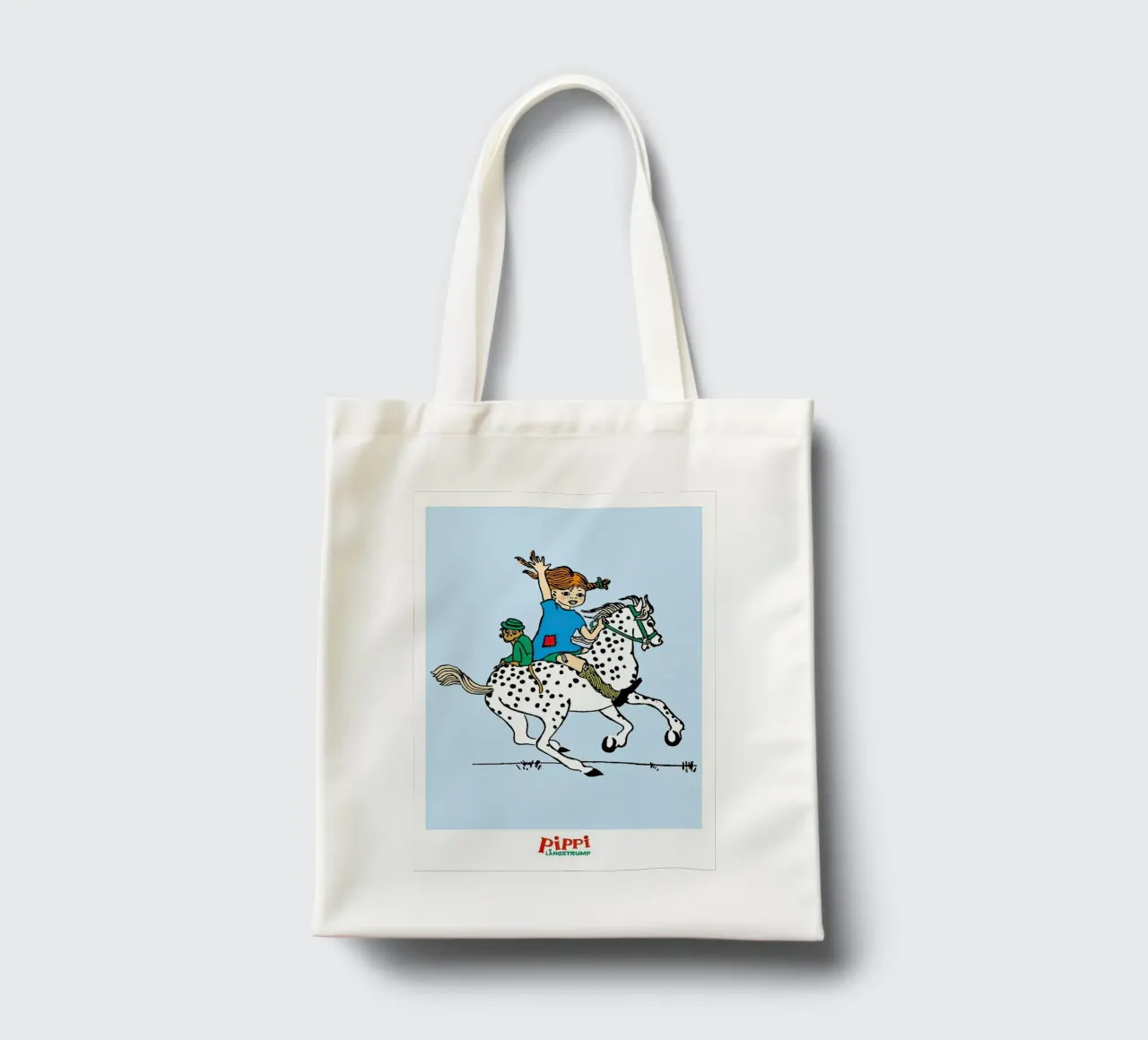 Pippi Langstrumpf cavallo bianco borsa in juta da Earl Beeman