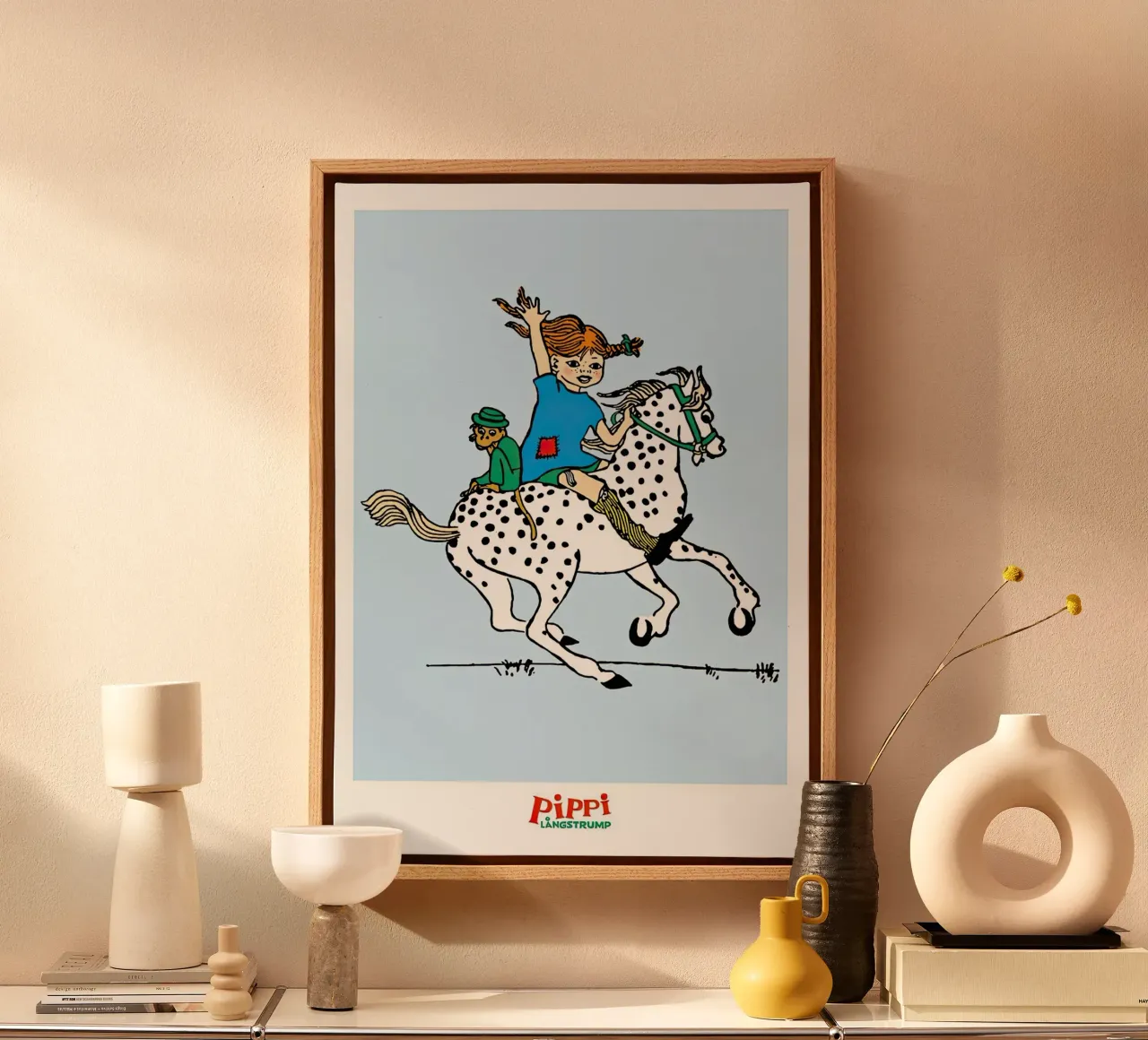Pippi Langstrumpf cavallo bianco tela con Cornice a cassetta da Earl Beeman