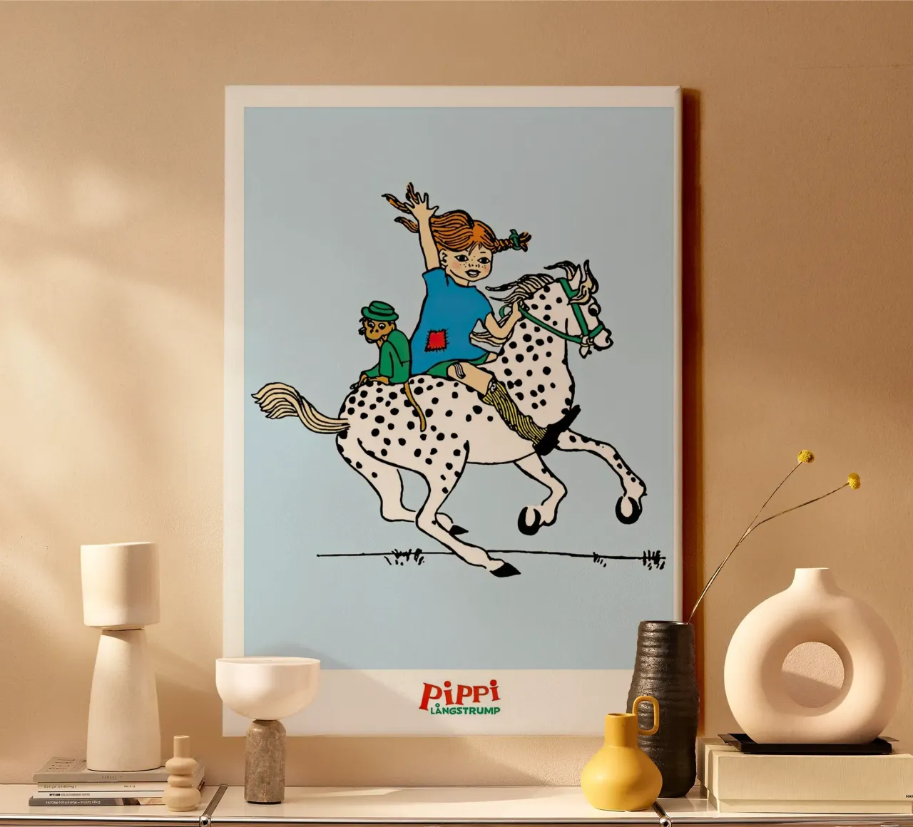 Pippi Langstrumpf cavallo bianco tela con Cornice a cassetta da Earl Beeman