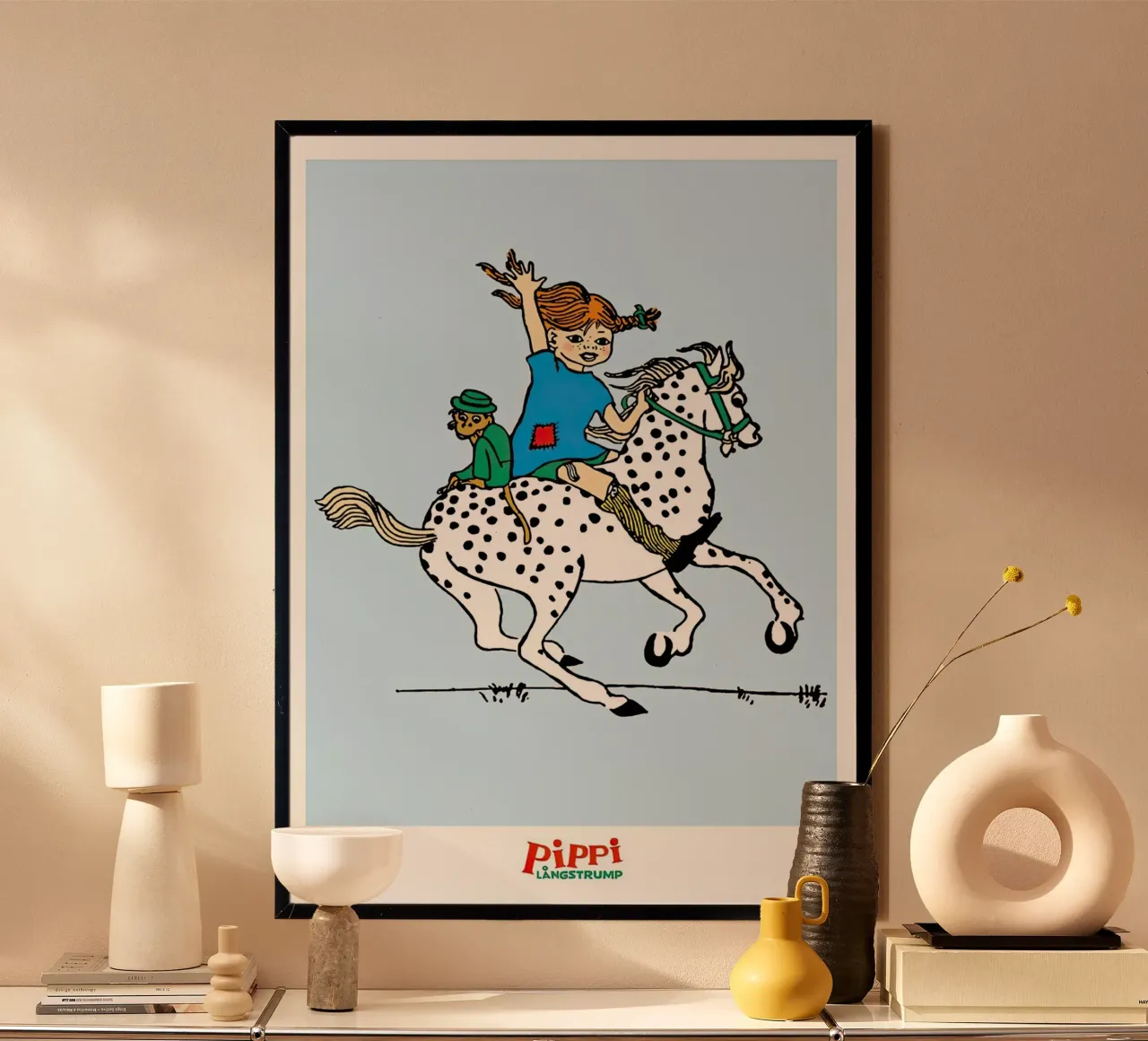 Pippi Langstrumpf cavallo bianco carta hahnemühle da Earl Beeman