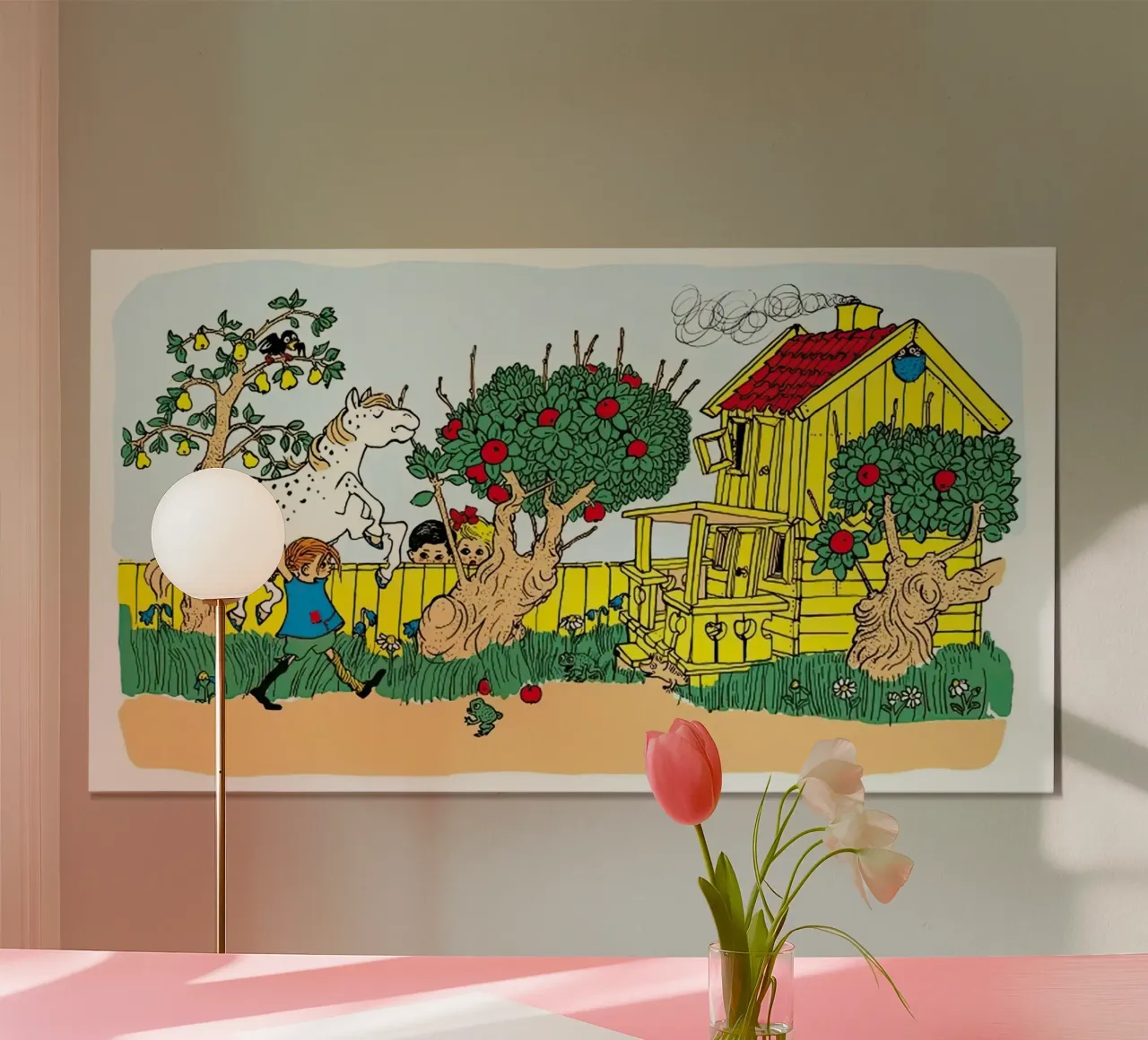 Pippi Calzelunghe a casa poster con telaio in alluminio da Earl Beeman