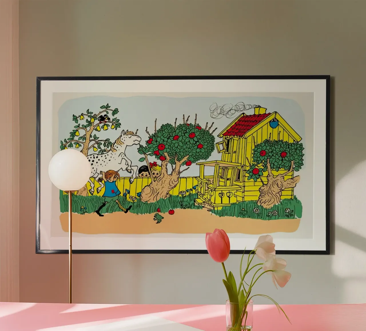 Pippi Calzelunghe a casa poster con telaio in alluminio da Earl Beeman