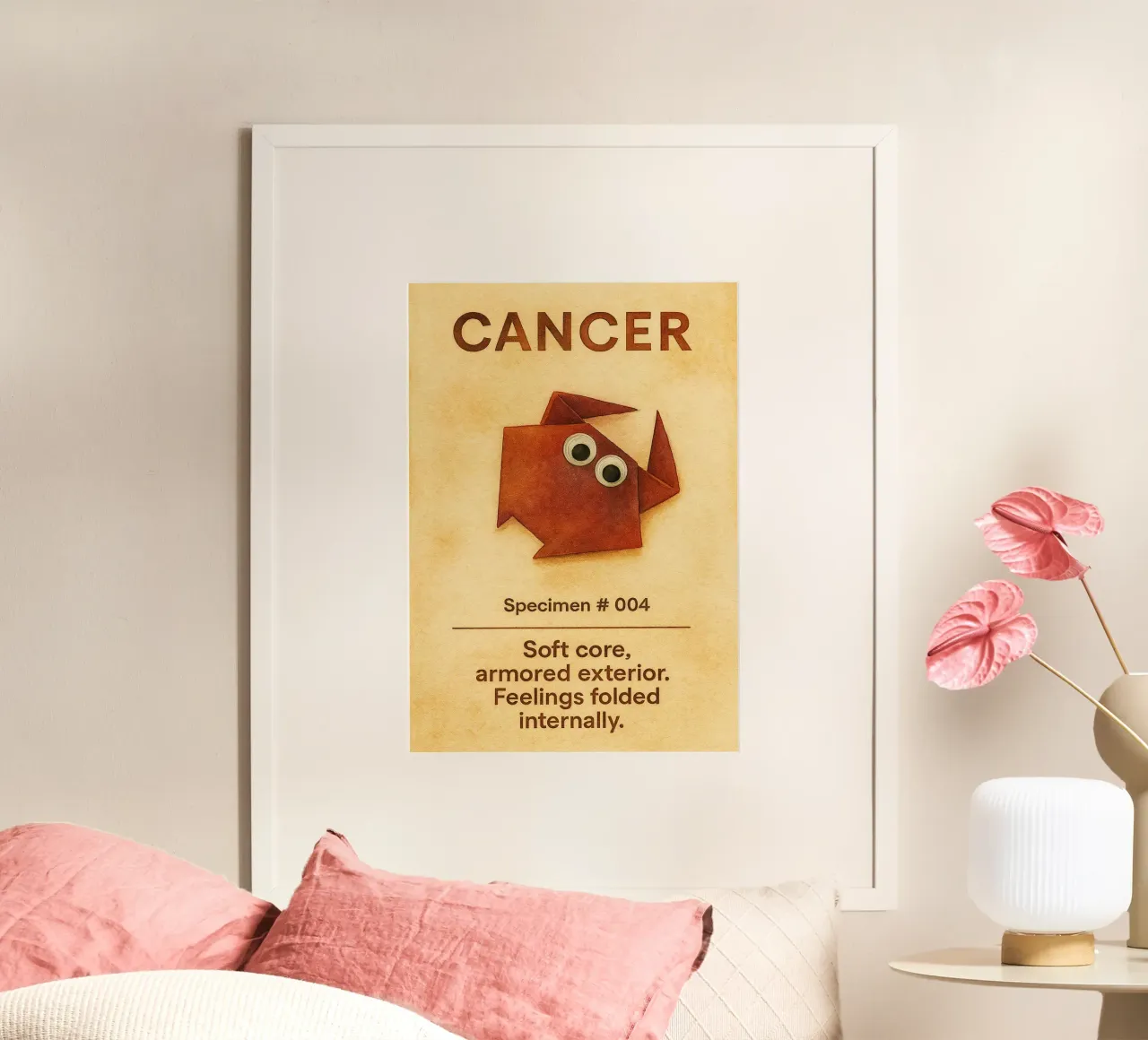cancro logo vettoriale pittura zodiacale poster con telaio in legno da Shillas