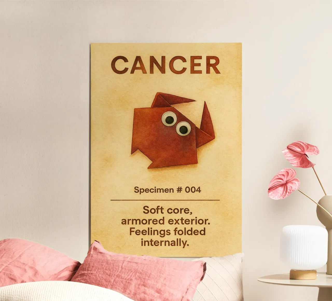 cancro logo vettoriale pittura zodiacale poster con telaio in legno da Shillas