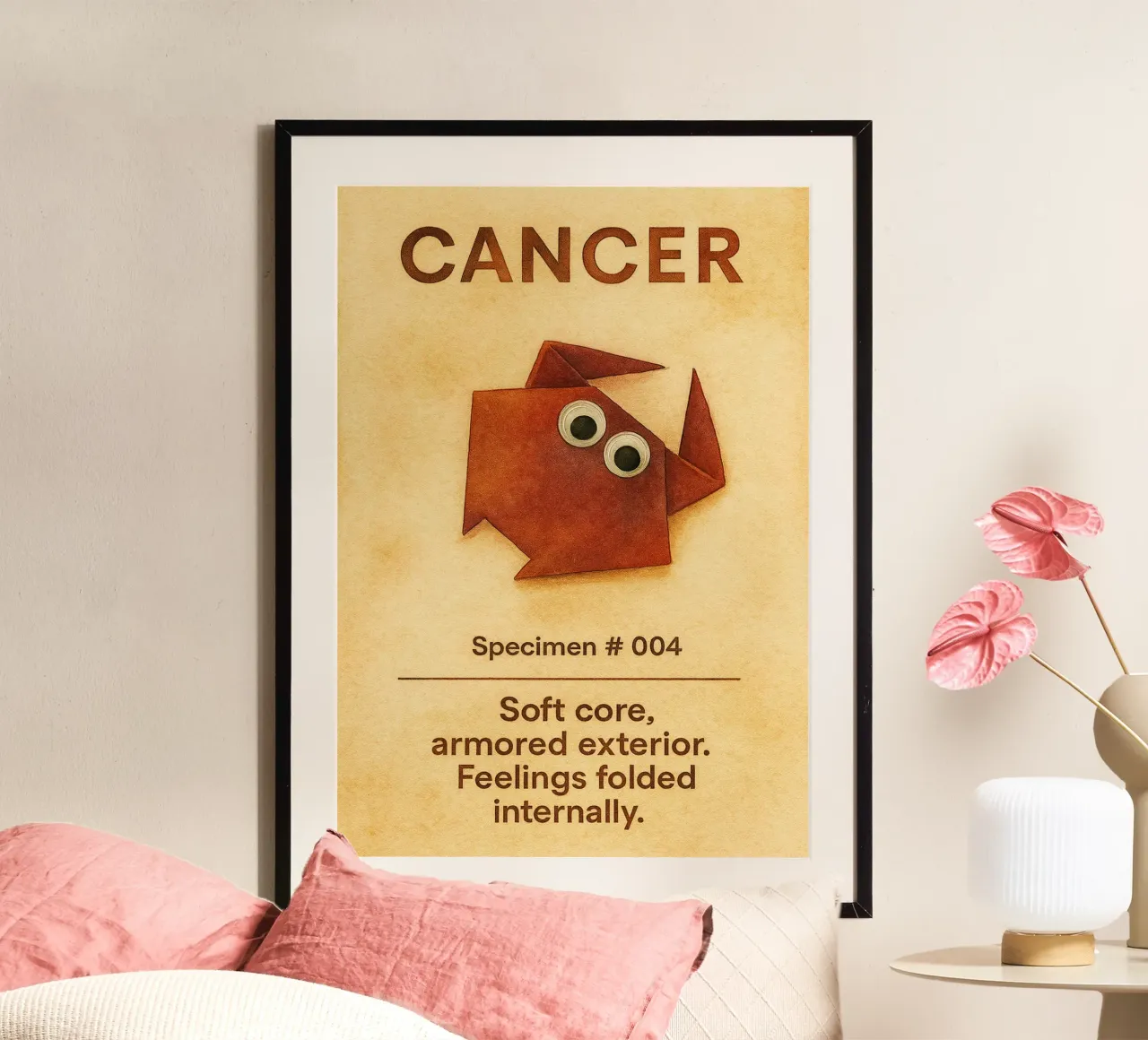 cancro logo vettoriale pittura zodiacale poster con telaio in legno da Shillas
