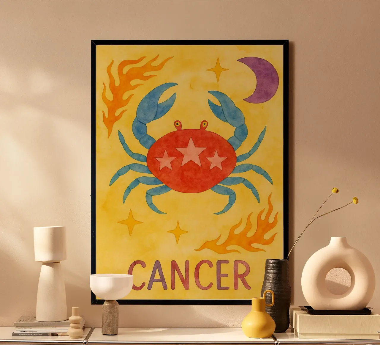 Krebs Logo Tierkreiszeichen Gemälde Poster von Shillas