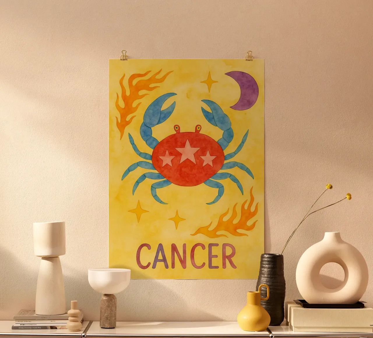 Krebs Logo Tierkreiszeichen Gemälde Poster von Shillas