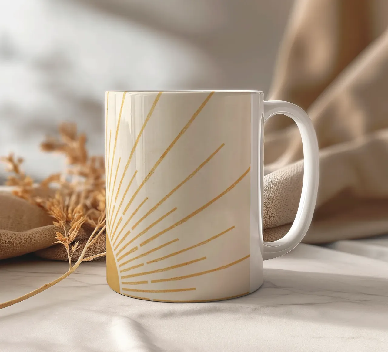 Boho Yellow Sun no. 5 tazza in ceramica da apoloprints