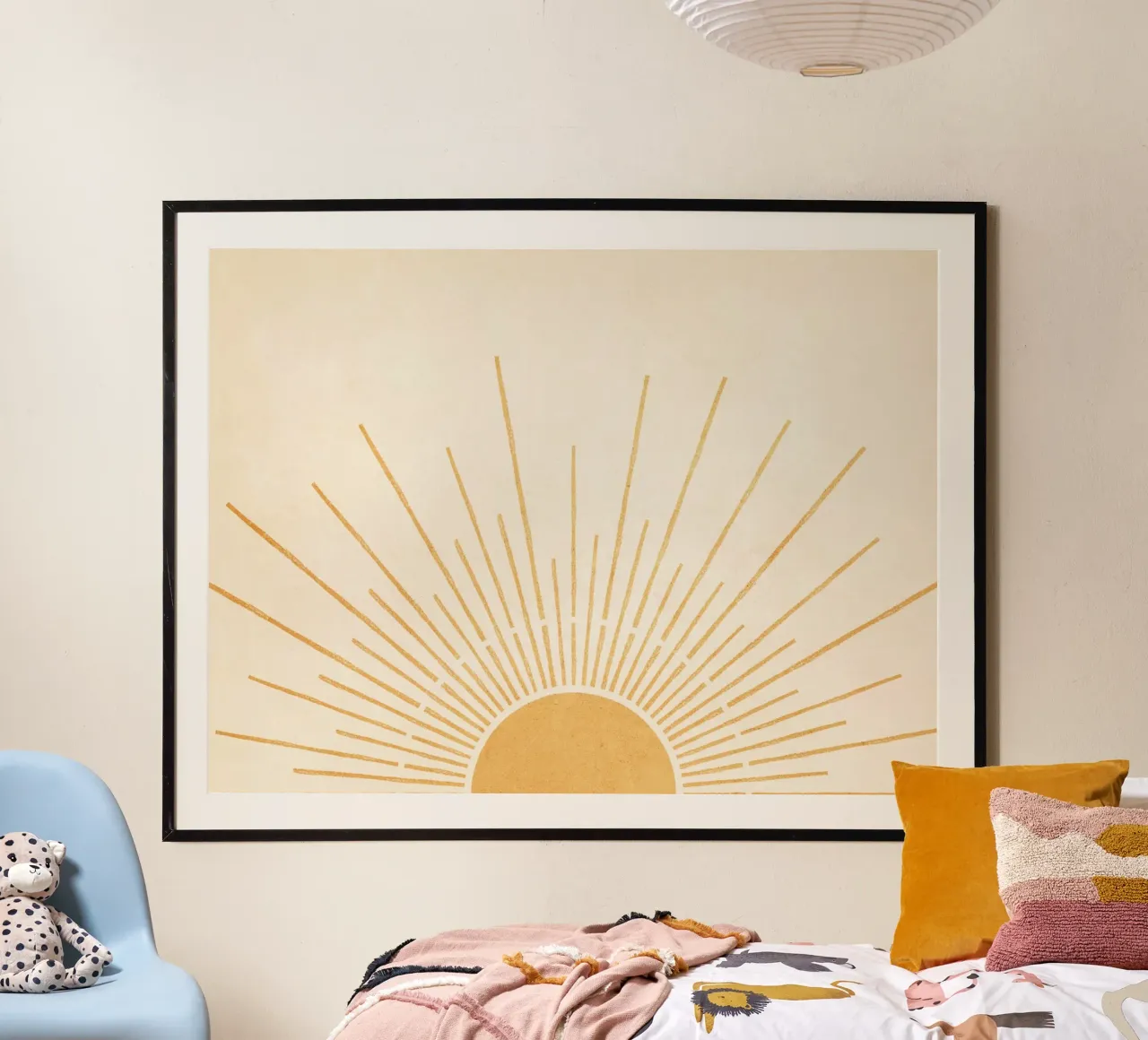 Boho Yellow Sun no. 5 poster con telaio in alluminio da apoloprints