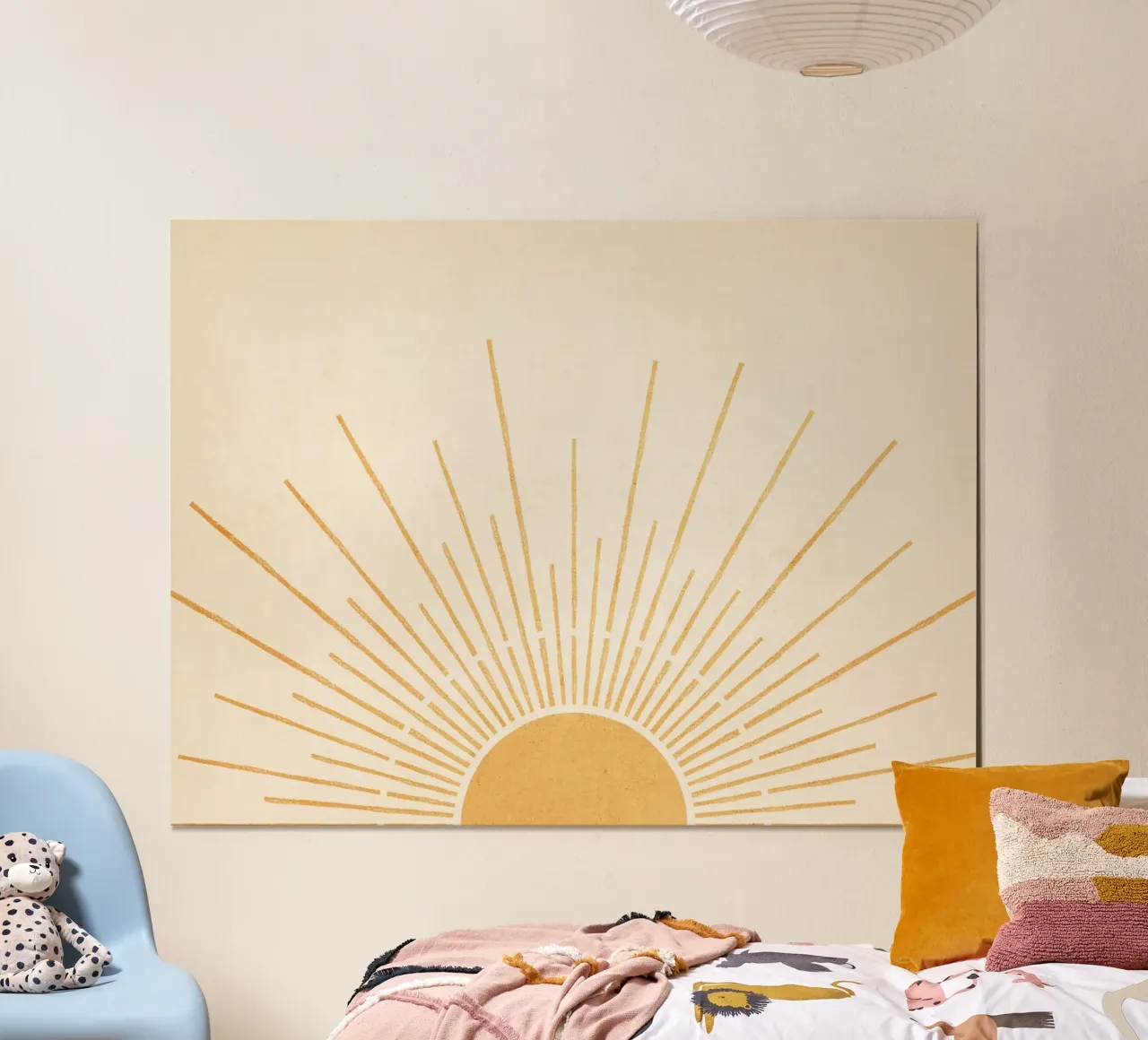 Boho Yellow Sun no. 5 poster con telaio in alluminio da apoloprints
