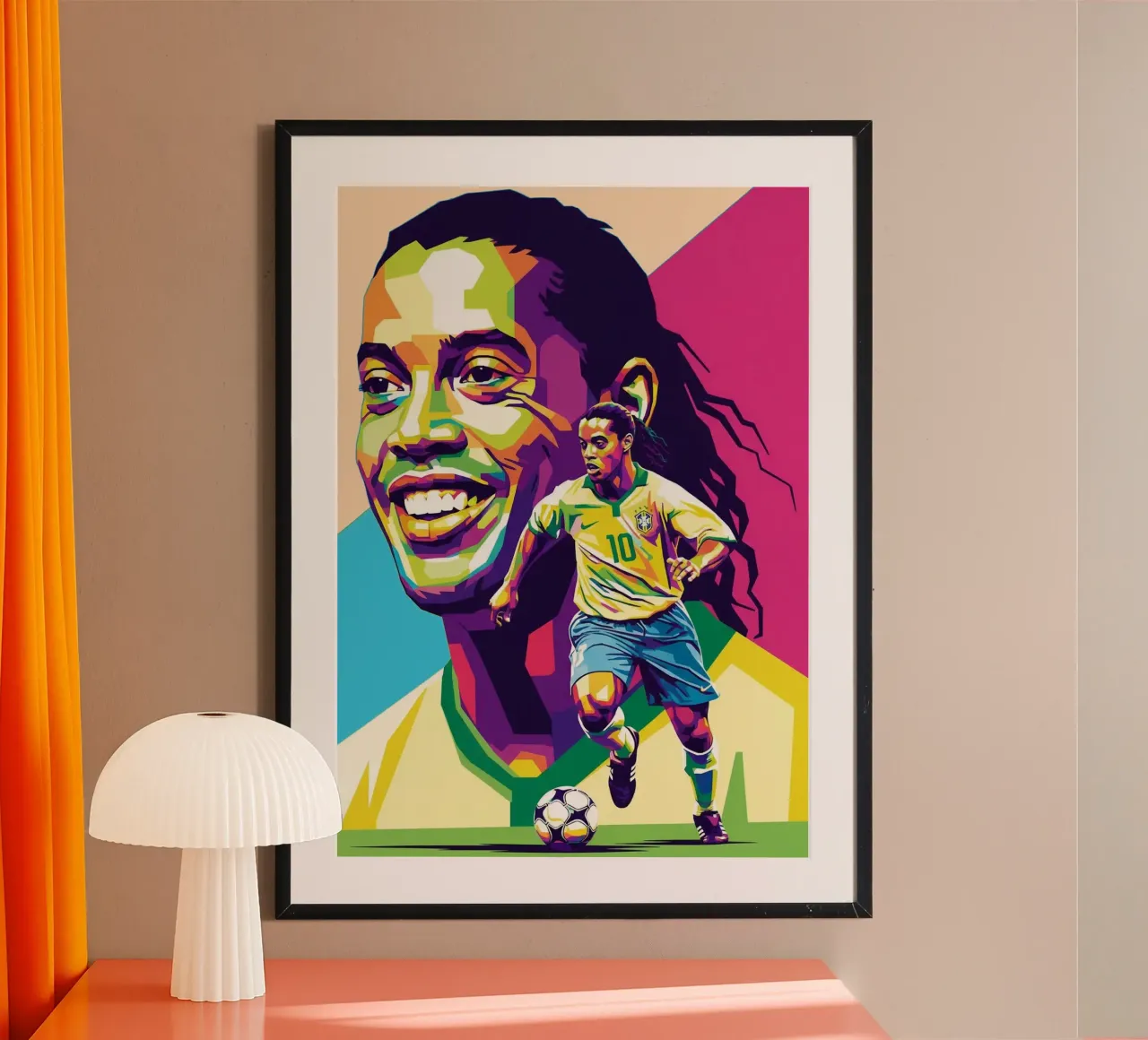 Sorriso di Ronaldinho poster con telaio in alluminio da Hantamrata